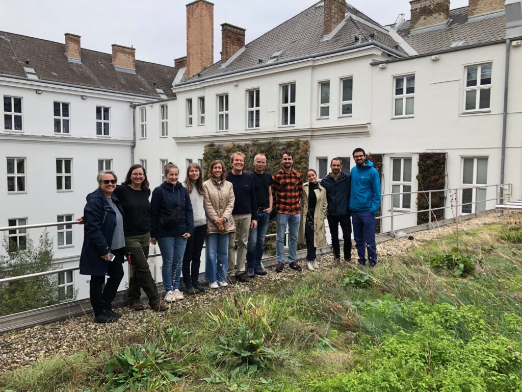 Das Team auf einem begrünten Schuldach