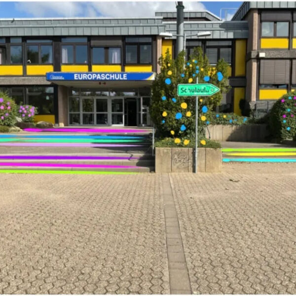 A green cool schoolyard at the Europaschule Langerwehe in Germany